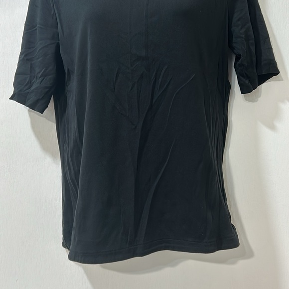 TALBOT WOMEN SCOOP NECK TEE PIMA COTTON BLACK  ELBOW SLEEVE Sz MD - Picture 5 of 7